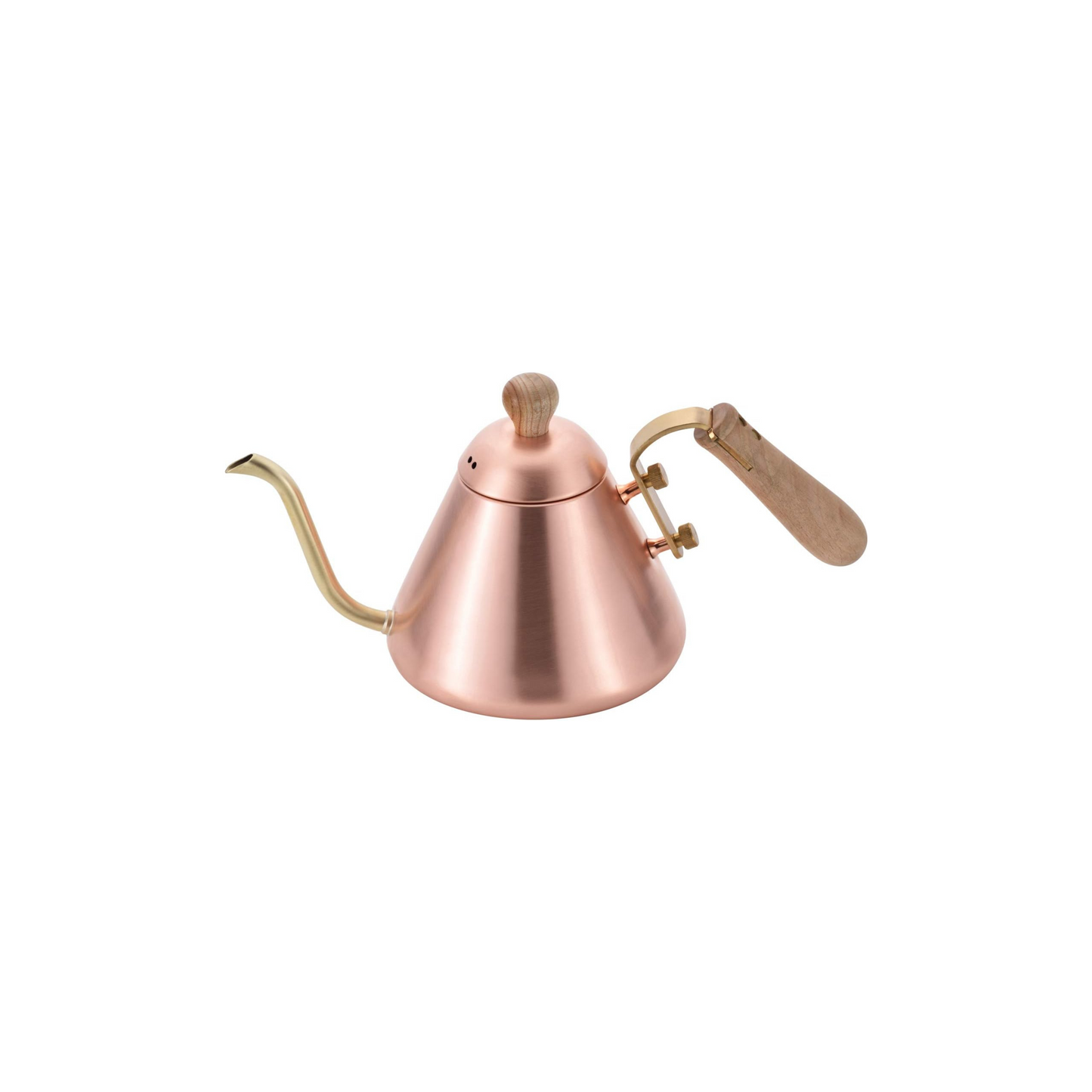 غلاية تقطير القهوة Chitose Drip Kettle | من النحاس الصافي المبيض من الداخل | مقبض من الخشب الطبيعي | من العلامة التجارية اليابانية Wahei Freiz