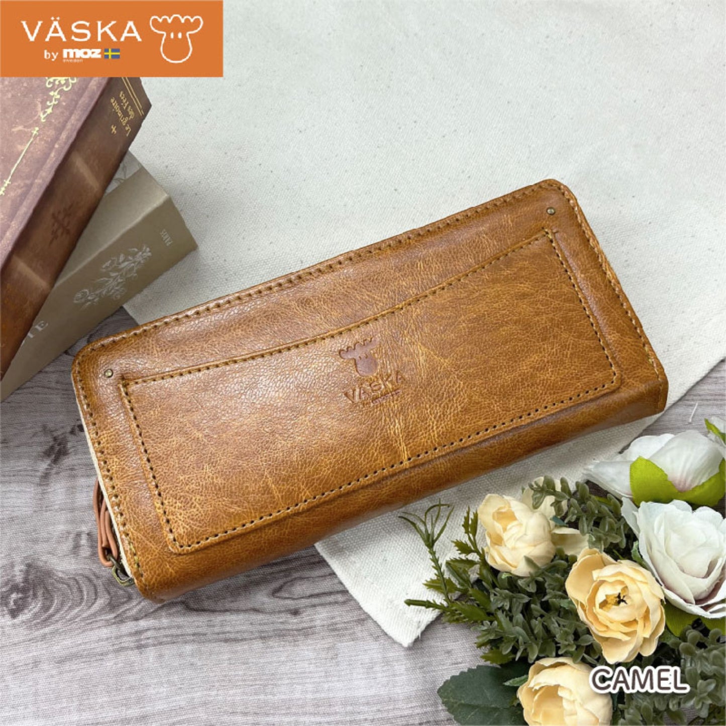 محفظة يد طويلة من الجلد الفاخر | تصميم اسكندنافي بعدة ألوان مميزة | من البراند السويدي VASKA