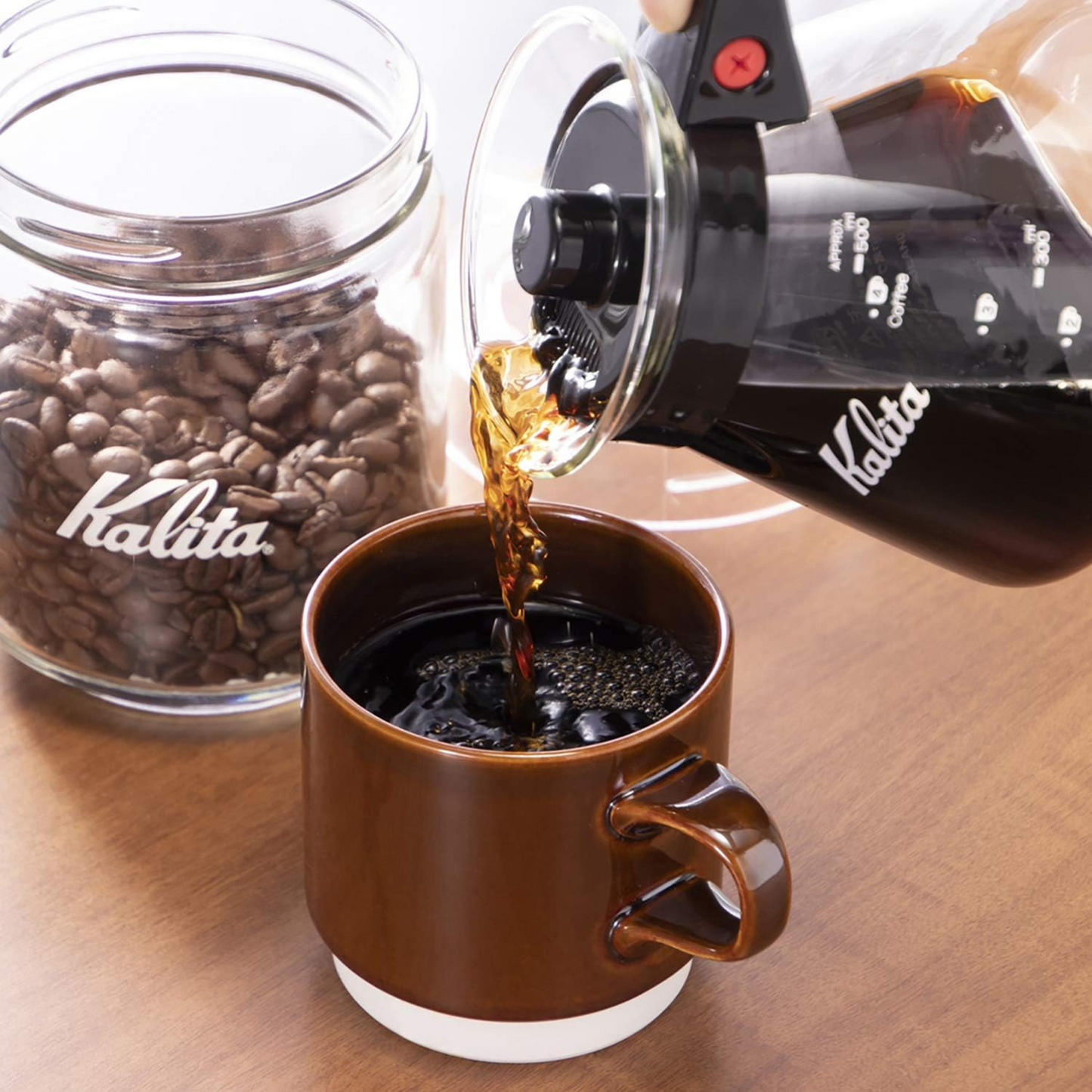 وعاء تحضير وتقديم القهوة Kalita Wave | من الزجاج الحراري | بعدة سعات ومقابض متنوعة | من العلامة التجارية اليابانية Kalita