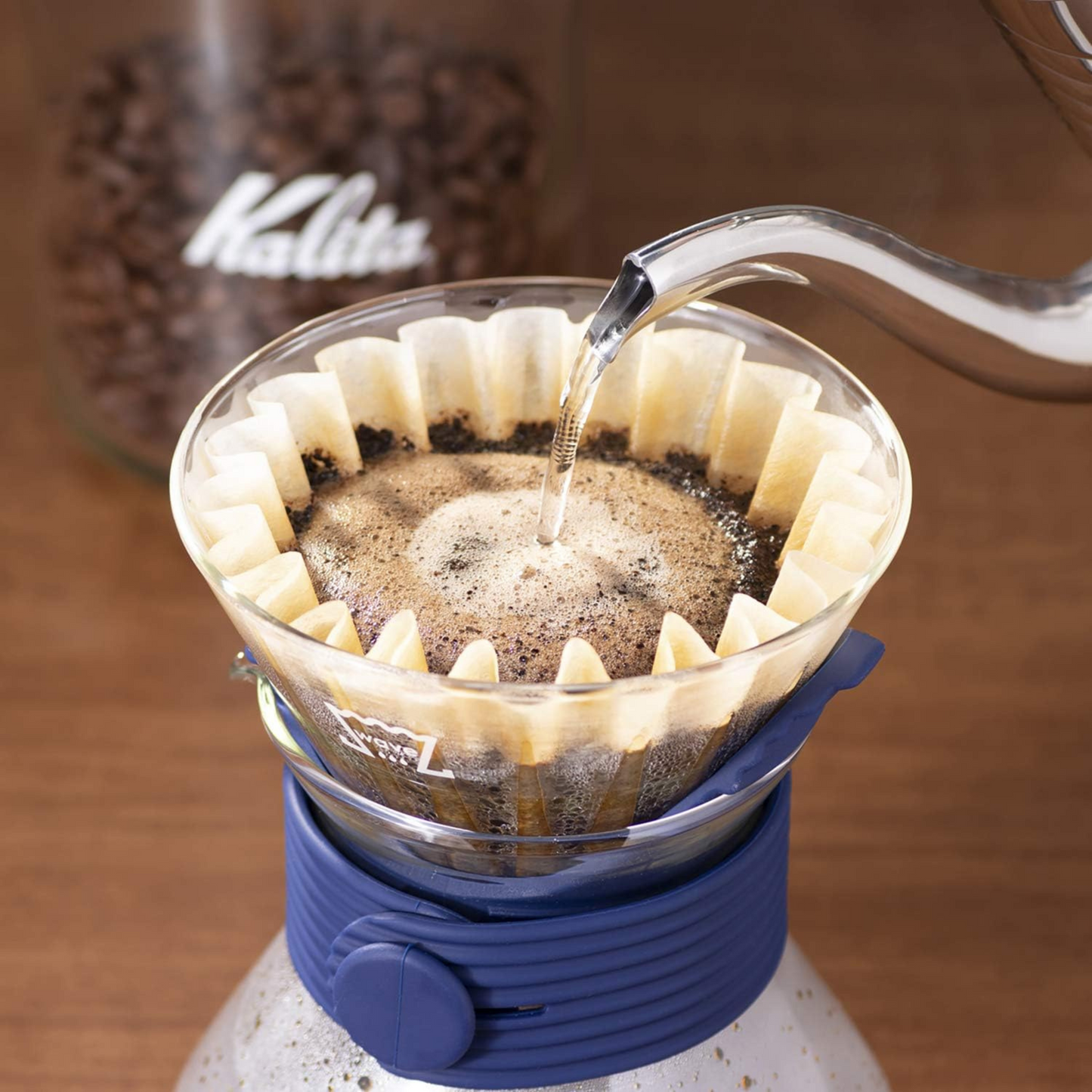 مجموعة تقطير القهوة Wave Style Up من Kalita | سعة 500 مل بلونين | طقم من 3 قطع | صنع في اليابان