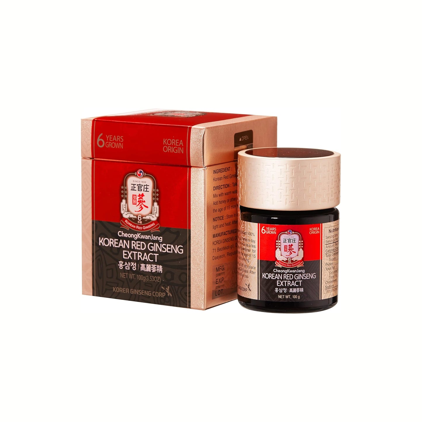 Cheong Kwan Jang HongSamWon Korean Red Ginseng Supplement – شراب الجينسنغ الأحمر الكوري المركز لدعم الطاقة اليومية والمناعة – تركيبة نباتية طبيعية من 6 مكونات طبيعية – بدون كافيين أو مواد حافظة