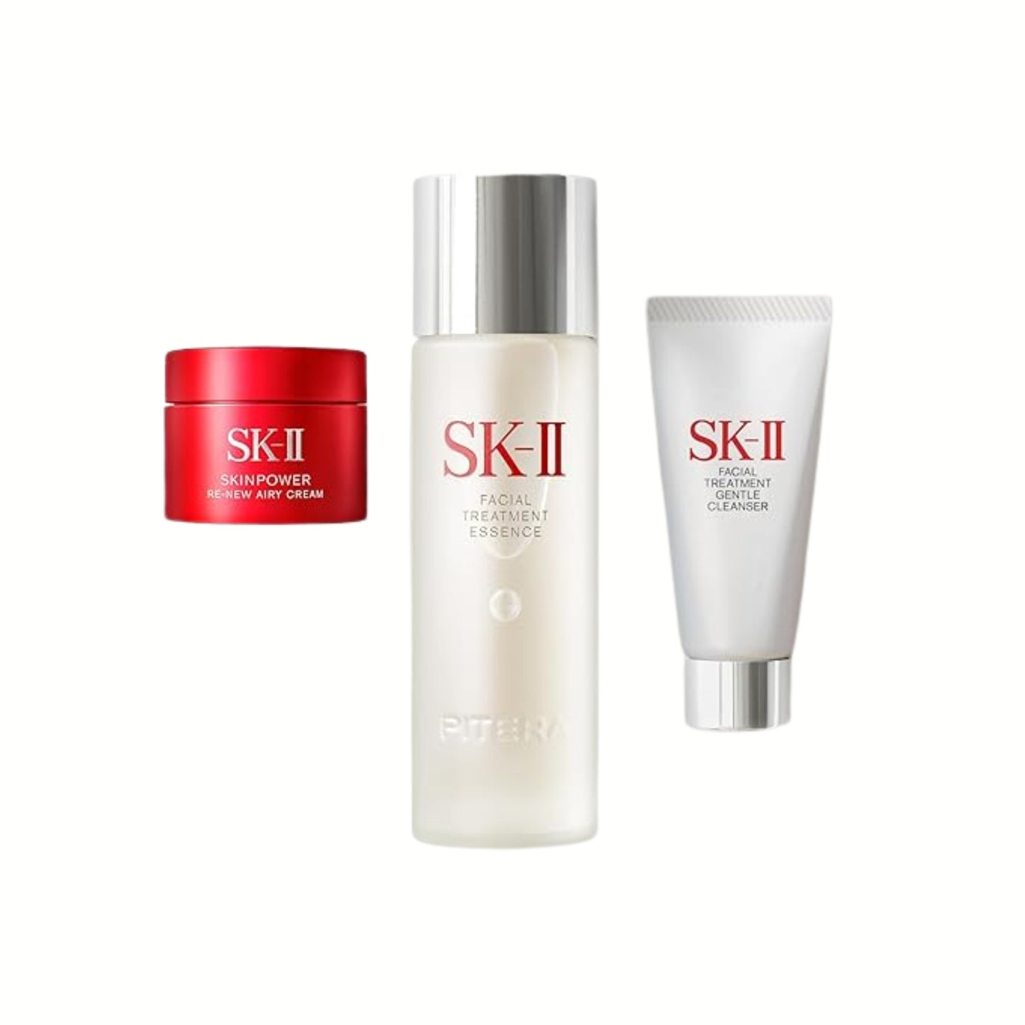 مجموعة SK-II Pitera™ الفاخرة للعناية الثلاثية بالبشرة – Essence بتركيز 90% Pitera™ + سيروم تفتيح Aura + كريم شد Skinpower | ترطيب عميق، تفتيح، تقليل التجاعيد والمسام | عناية يابانية فائقة لجميع أنواع البشرة
