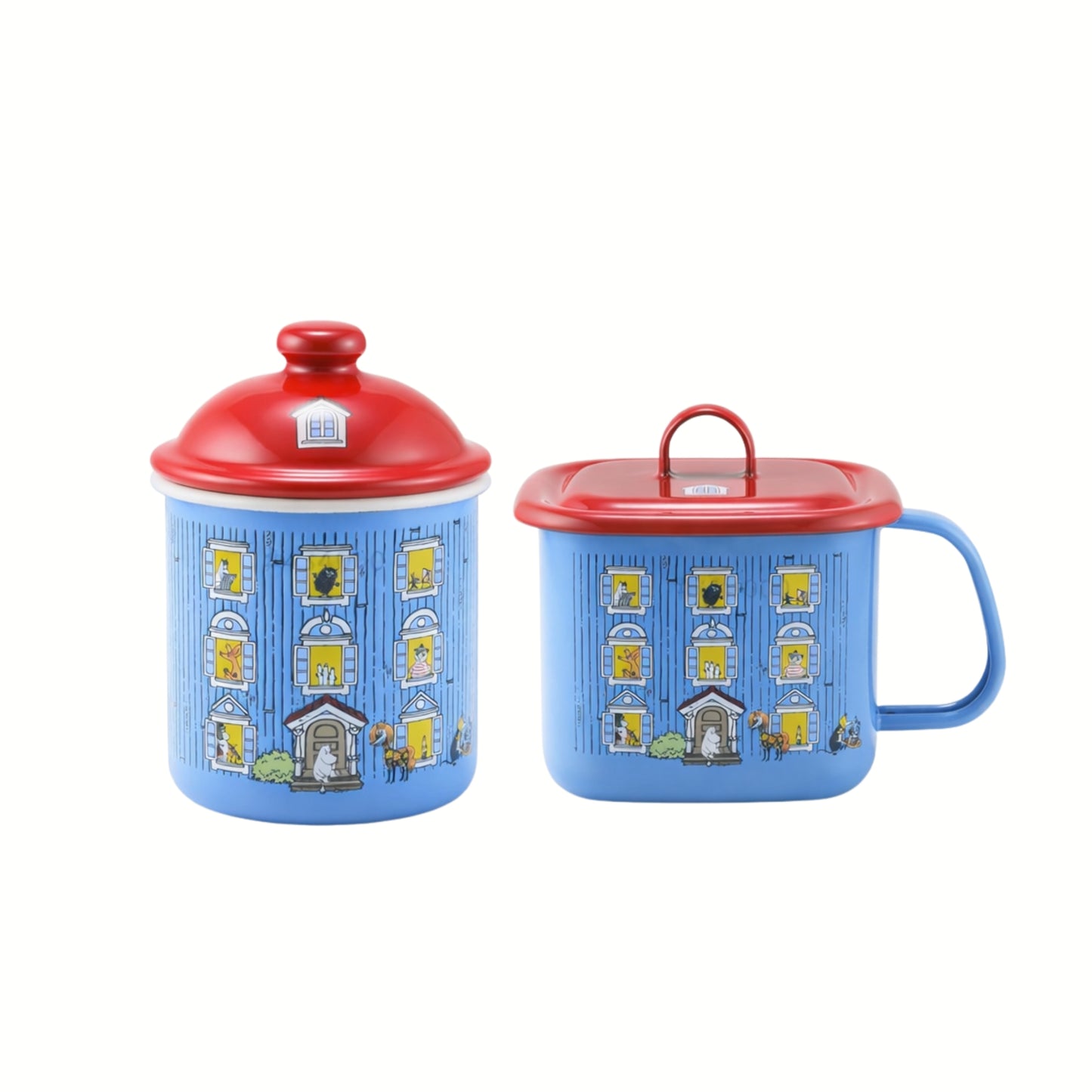 علبة تخزين ديكورية Fuji Horo Moomin House Canister – سعة تخزينية 0.5 لتر – من الفولاذ المطلي بالمينا عالية الجودة – صنع في اليابان