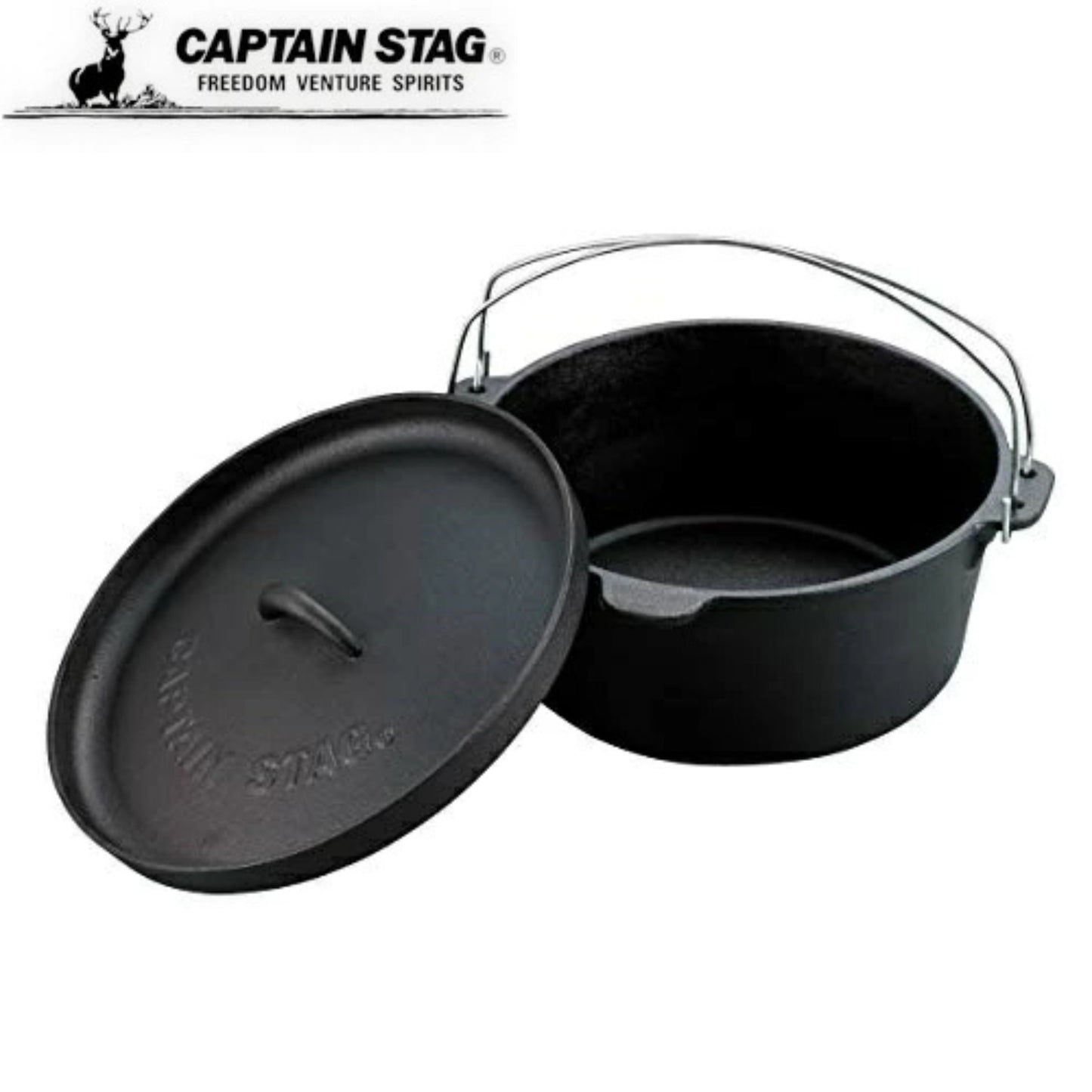 قدر Dutch Oven من حديد الزهر Cast Iron مع غطاء | عدة قياسات | من العلامة التجارية اليابانية Captain Stag