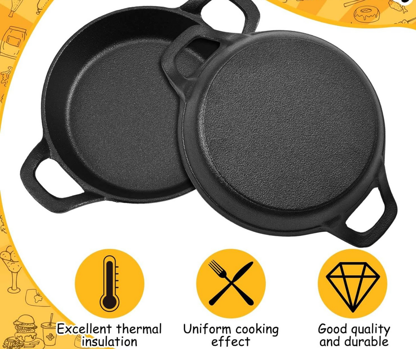 مقلاة وطبق متعدد المهام من حديد الزهر Cast Iron المطلي بالمينا من البراند الفرنسي Staub صنع في فرنسا