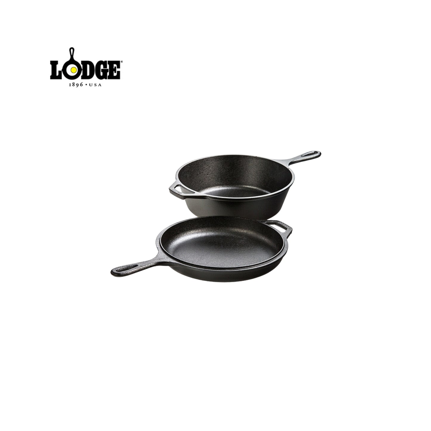 طقم من طنجرة ومقلاة حديد الزهر Cast Iron قياس 27سم من العلامة التجارية Lodge، صنع في أميركا