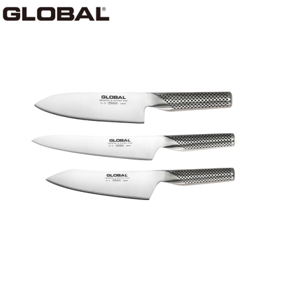 مجموعة سكاكين G - من الفولاذ المقاوم للصدأ بالكامل - عدة قياسات وأنوع | من العلامة التجارية الرائدة Global - صنع في اليابان