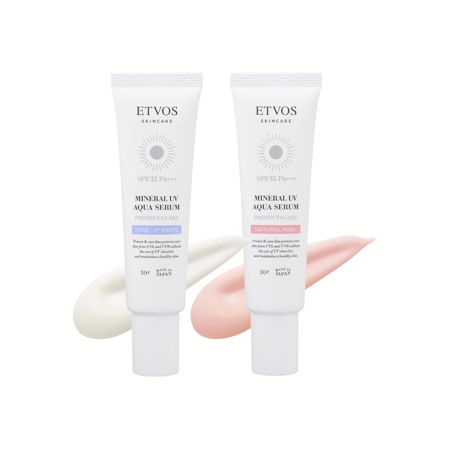 [بكج من تيوبين] سيروم ETVOS المعدني للحماية من الشمس SPF35 – Mineral UV Aqua Serum بتأثير تون-أب وترطيب مزدوج – من أشهر العلامات اليابانية في العناية بالبشرة الحساسة | صنع في اليابان