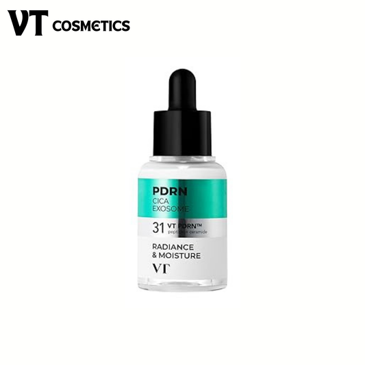 VT COSMETICS PDRN+ CICA Exosome Ampoule Serum 30ml – سيروم شدّ البشرة بمستخلص الجنسنغ الكوري، ببتيد وسيراميد، لمقاومة التجاعيد، ترطيب عميق، إشراقة طبيعية، مناسب لجميع أنواع البشرة - صنع في كوريا