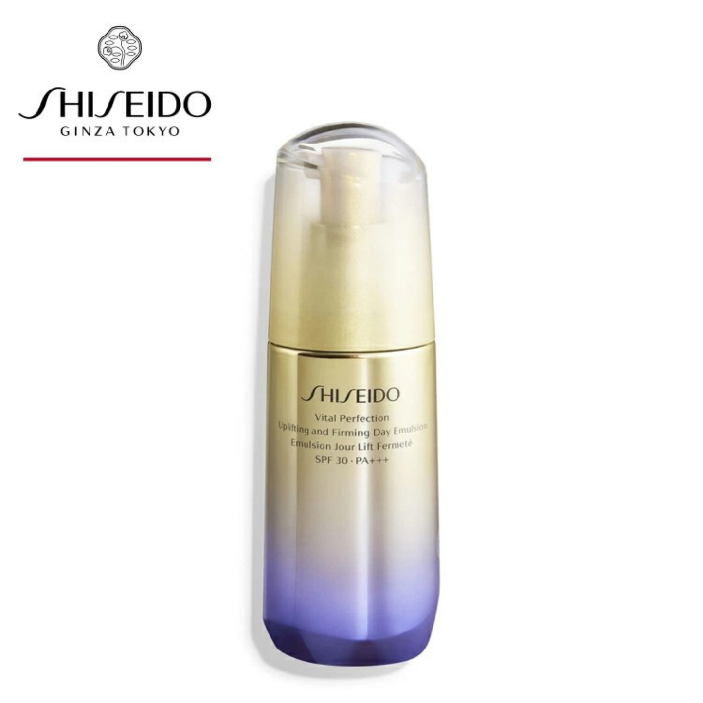 SHISEIDO Vital Perfection UL Firming Day Emulsion SPF30 PA+++ – إيمولشن نهاري لشدّ البشرة وتفتيحها، حماية من الشمس، ترطيب طويل الأمد، للبشرة المتعبة وعلامات التقدّم في السن – 75 مل