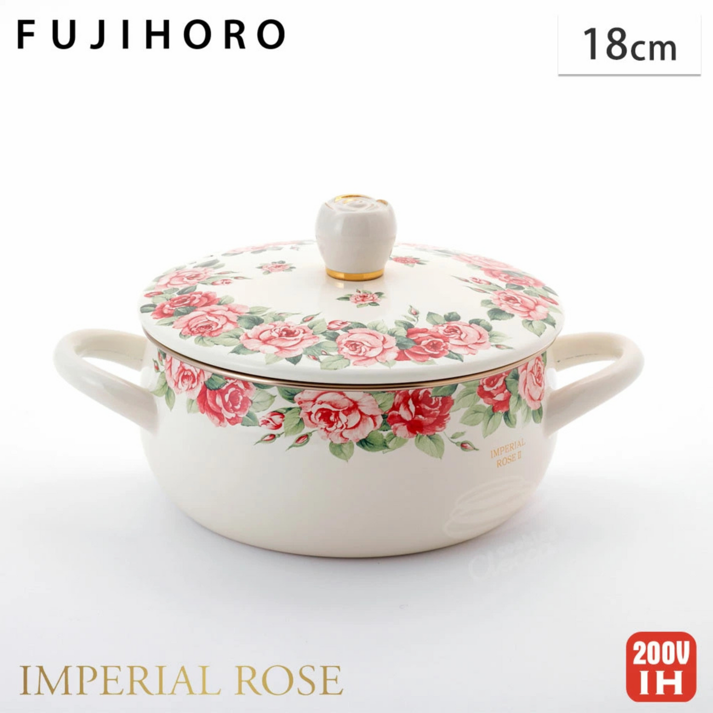 قدر EJIRY Imperial Rose | من الفولاذ المطلي بالمينا عالية الجودة | قياس 24سم وسعة 3.7لتر | من العلامة التجارية الرائدة Fuji Horo