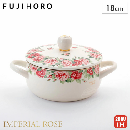 قدر EJIRY Imperial Rose | من الفولاذ المطلي بالمينا عالية الجودة | قياس 24سم وسعة 3.7لتر | من العلامة التجارية الرائدة Fuji Horo