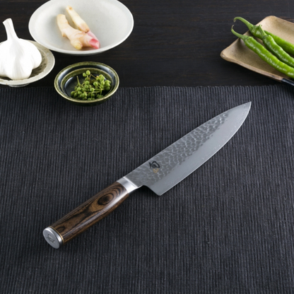 سكين Shun Premier Kiritsuke | من الفولاذ VG Max المطروق بنمط الفولاذ الدمشقي |مقبض من الخشب المعزز | عدة قياسات | من العلامة التجارية اليابانية Kai