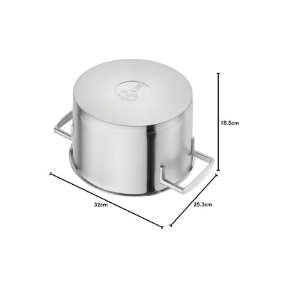 قدر عميق سعة 6 لتر، من 3 طبقات من الفولاذ والألمنيوم وغطاء زجاجي مقاوم للحرارة، من العلامة التجارية الألمانية Zwilling