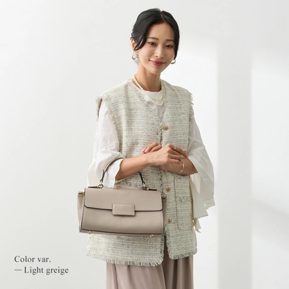 حقيبة يد وكتف من الجلد الطبيعي - مع حزام للكتف ومقبضين مختلفين - من البراند Lasiem - صنع في اليابان