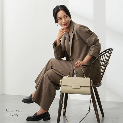 حقيبة يد وكتف من الجلد الطبيعي - مع حزام للكتف ومقبضين مختلفين - من البراند Lasiem - صنع في اليابان