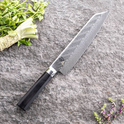 سكين Shun Dual Core Kiritsuke | 70 طبقة من نوعين من الفولاذ VG-10 و VG-2 بنمط الفولاذ الدمشقي ومقبض من الخشب | عدة قياسات | من العلامة التجارية اليابانية Kai