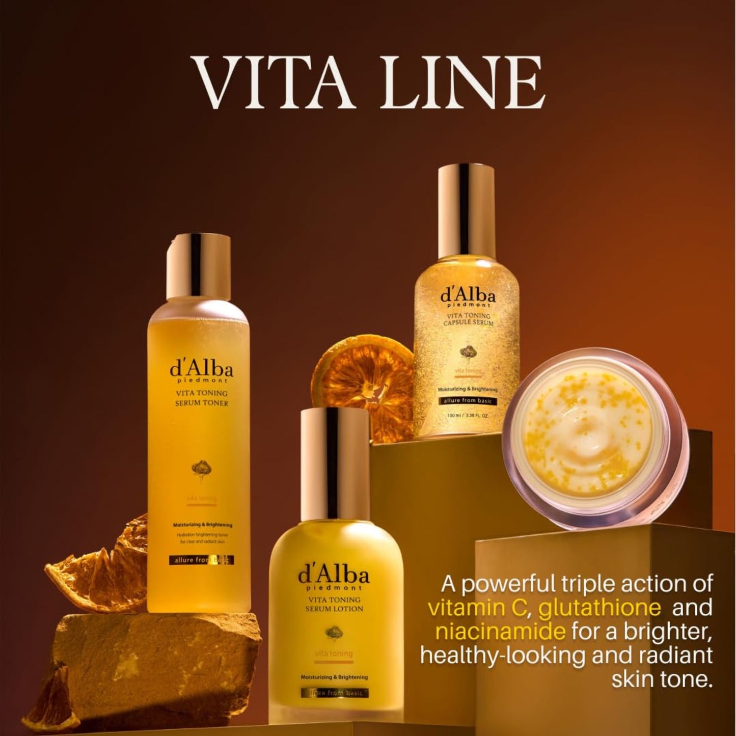 كريم d'Alba Vita Toning بالكبسولات و3 فيتامينات رئيسية C + E + K – إشراقة فورية، تفتيح البقع، وترطيب فاخر ينعش بشرتك يوميًا (55g) - صنع في كوريا الجنوبية وارد اليابان