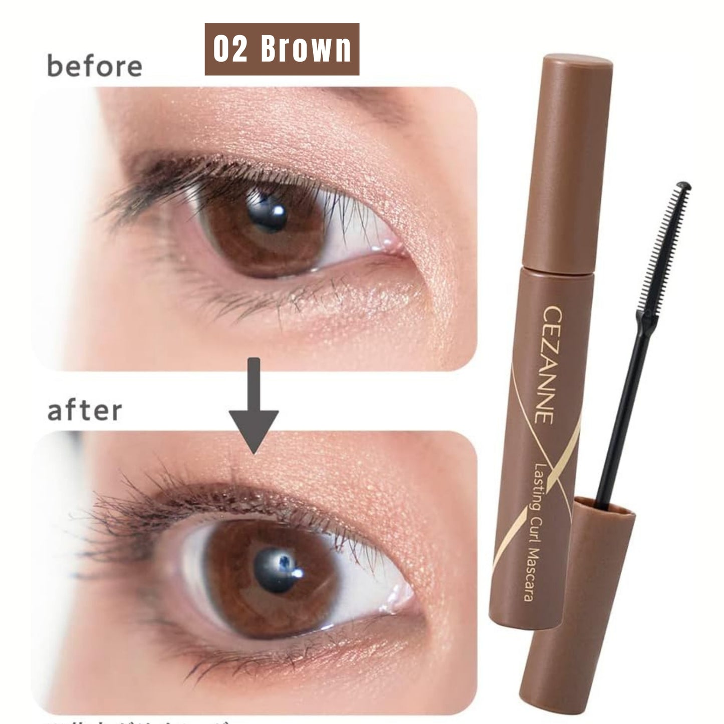 Cezanne Lasting Curl Mascara – ماسكارا 3-in-1 لرفع وتطويل الرموش | مقاومة للماء والعرق والدموع | ثبات قوي وكيرل يدوم طوال اليوم | فرشاة Double Comb + ألياف 2mm | إصدار اليابان 🇯🇵