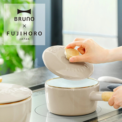 كسرولا متعددة الاستعمالات مع غطاء | من الفولاذ المطلي بالمينا عالي الجودة | قياس 16سم سعة 1.6لتر | من العلامتين التجاريتين Fuji Horo و Bruno صنع في اليابان