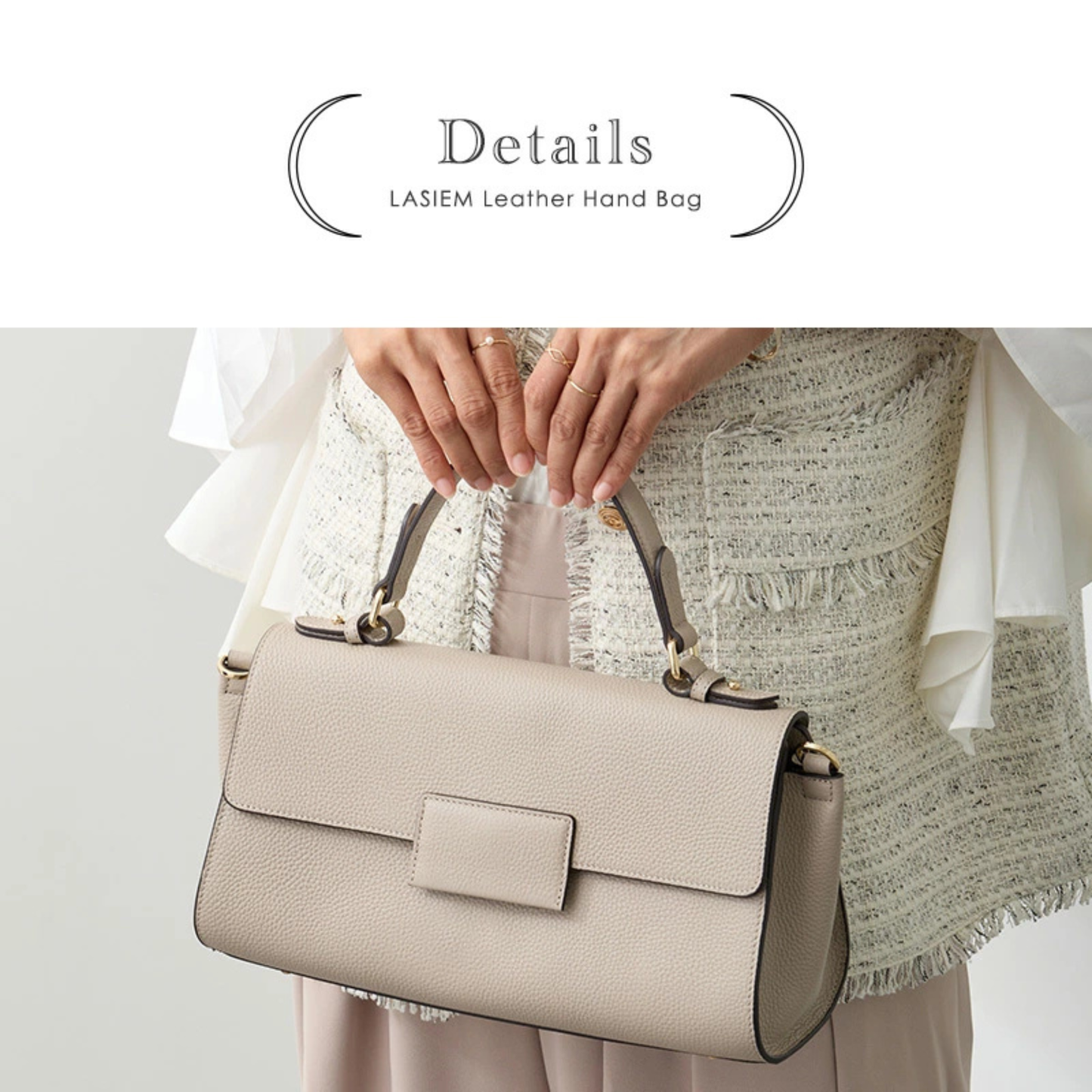 حقيبة يد وكتف من الجلد الطبيعي - مع حزام للكتف ومقبضين مختلفين - من البراند Lasiem - صنع في اليابان