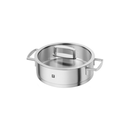 طنجرة Vitality Stock Pot | عدة سعات وأحجام | 3 طبقات من الفولاذ وقلب من الألمنيوم وغطاء زجاجي مقاوم للحرارة | من العلامة التجارية الألمانية Zwilling Henckels