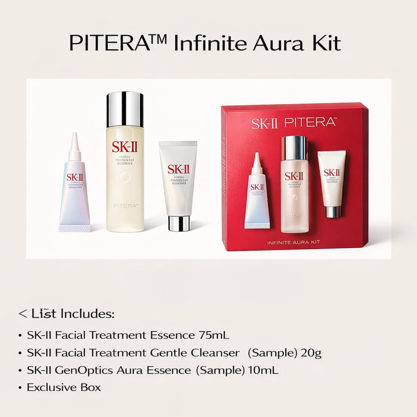 مجموعة SK-II Pitera™ الفاخرة للعناية الثلاثية بالبشرة – Essence بتركيز 90% Pitera™ + سيروم تفتيح Aura + كريم شد Skinpower | ترطيب عميق، تفتيح، تقليل التجاعيد والمسام | عناية يابانية فائقة لجميع أنواع البشرة