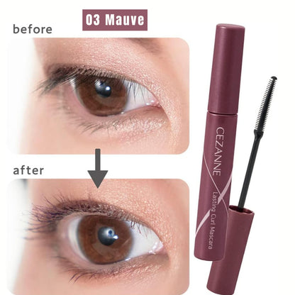 Cezanne Lasting Curl Mascara – ماسكارا 3-in-1 لرفع وتطويل الرموش | مقاومة للماء والعرق والدموع | ثبات قوي وكيرل يدوم طوال اليوم | فرشاة Double Comb + ألياف 2mm | إصدار اليابان 🇯🇵