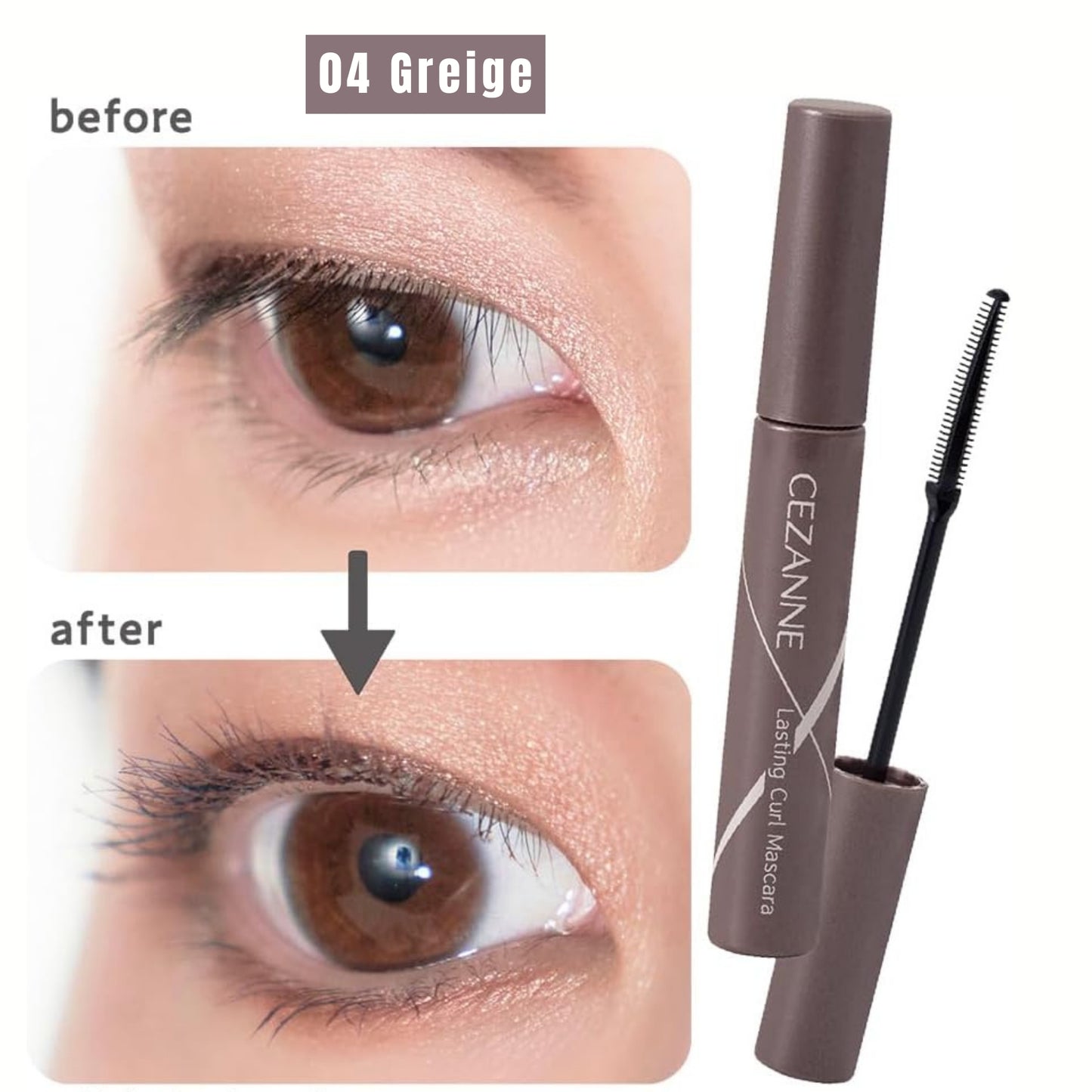 Cezanne Lasting Curl Mascara – ماسكارا 3-in-1 لرفع وتطويل الرموش | مقاومة للماء والعرق والدموع | ثبات قوي وكيرل يدوم طوال اليوم | فرشاة Double Comb + ألياف 2mm | إصدار اليابان 🇯🇵