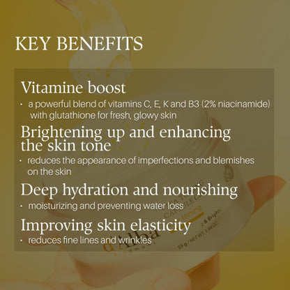 كريم d'Alba Vita Toning بالكبسولات و3 فيتامينات رئيسية C + E + K – إشراقة فورية، تفتيح البقع، وترطيب فاخر ينعش بشرتك يوميًا (55g) - صنع في كوريا الجنوبية وارد اليابان