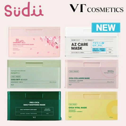 مجموعة ماسكات الوجه VT Cosmetics CICA | ترطيب وتعزيز وتغذية البشرة | تركيبة غنية بالمواد الطبيعية والطبية والفيتامينات والكولاجين | منتج أصلي صنع في كوريا الجنوبية لليابان