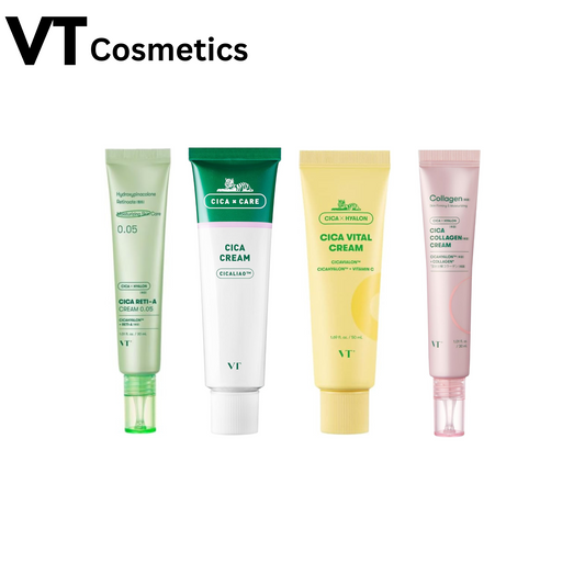 مجموعة كريمات العناية المتكاملة بالبشرة من VT Cosmetics | بتركيبة غنية بالخلاصات والأعشاب الطبيعية والبانثينول والفيتامينات | صنع في كوريا [من أكثر المنتجات مبيعًا عالميًا]