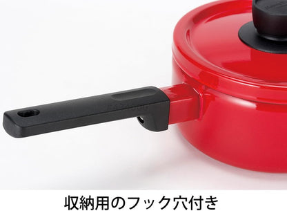 FUJIHORO Japan Solid Series Enamel Saucepan 18cm – قدر صوص فولاذ مطلي بالمينا سعة 2.2لتر |  للغاز وIH