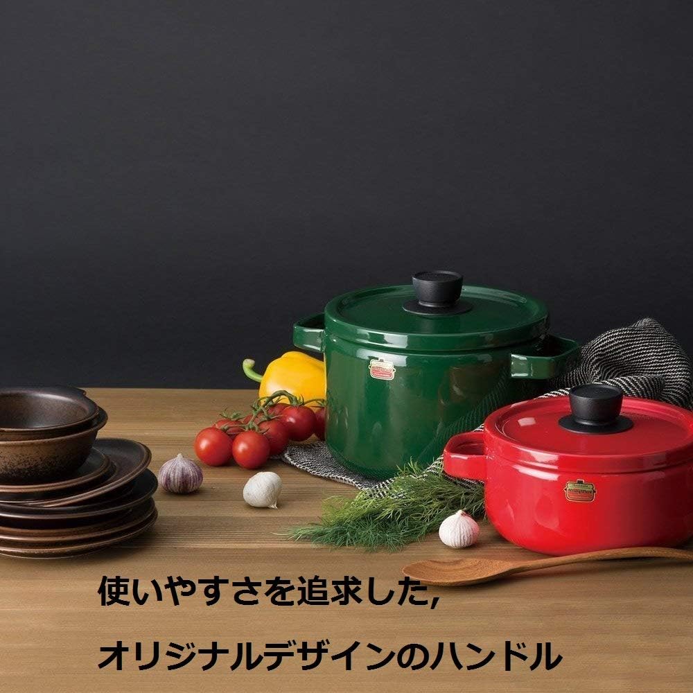 FUJIHORO Japan Solid Series 20cm – قدر كسرولة مينا للغاز ومواقد IH | سعة 3 لتر