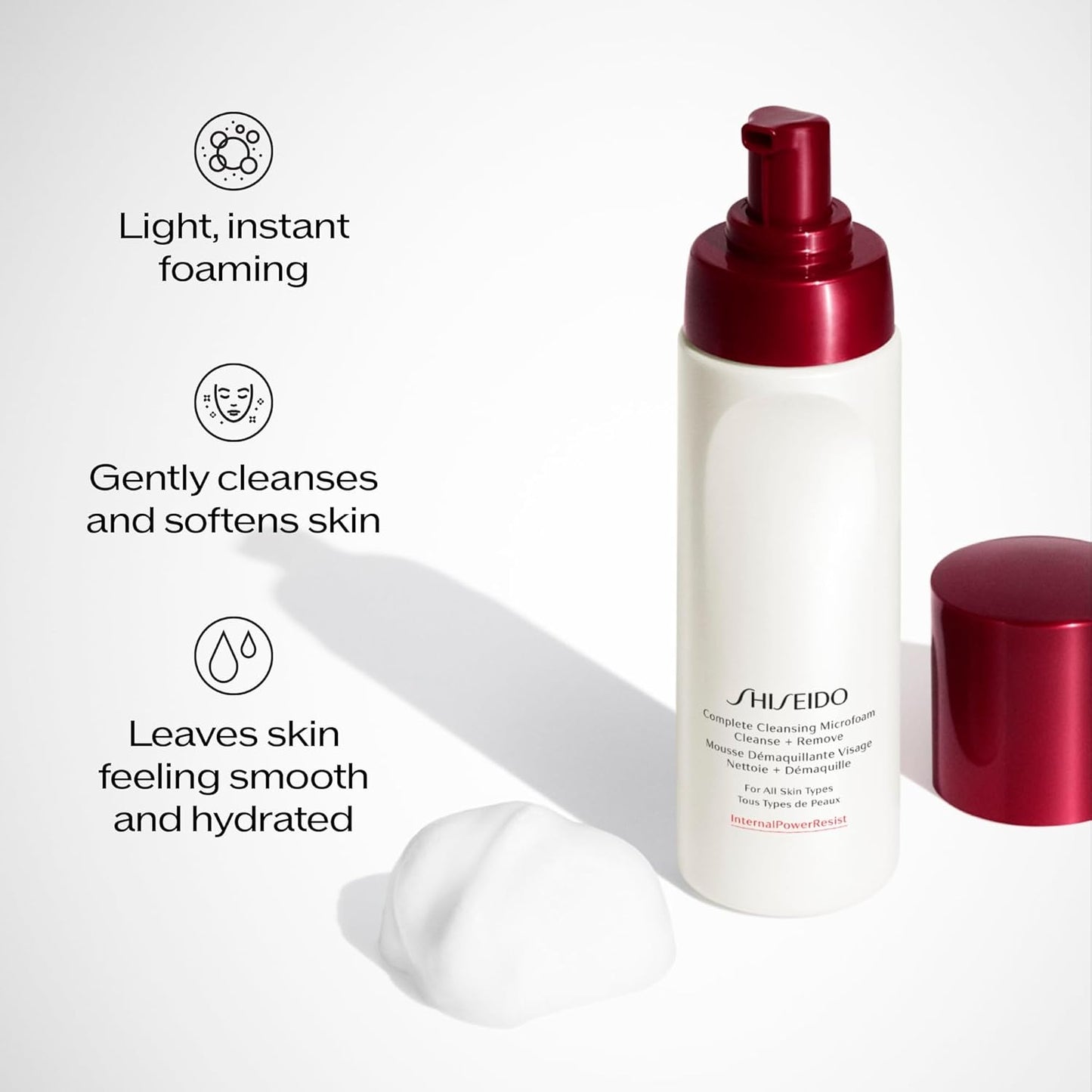 SHISEIDO Complete Cleansing Microfoam – غسول رغوي ومزيل مكياج لطيف | 180 مل