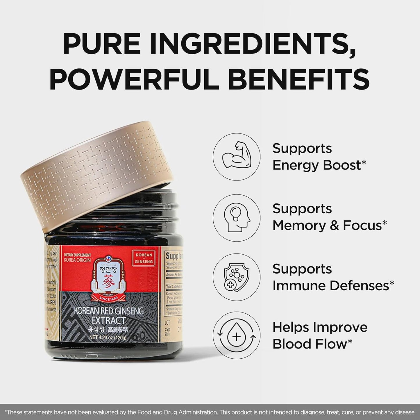 Cheong Kwan Jang HongSamWon Korean Red Ginseng Supplement – شراب الجينسنغ الأحمر الكوري المركز لدعم الطاقة اليومية والمناعة – تركيبة نباتية طبيعية من 6 مكونات طبيعية – بدون كافيين أو مواد حافظة