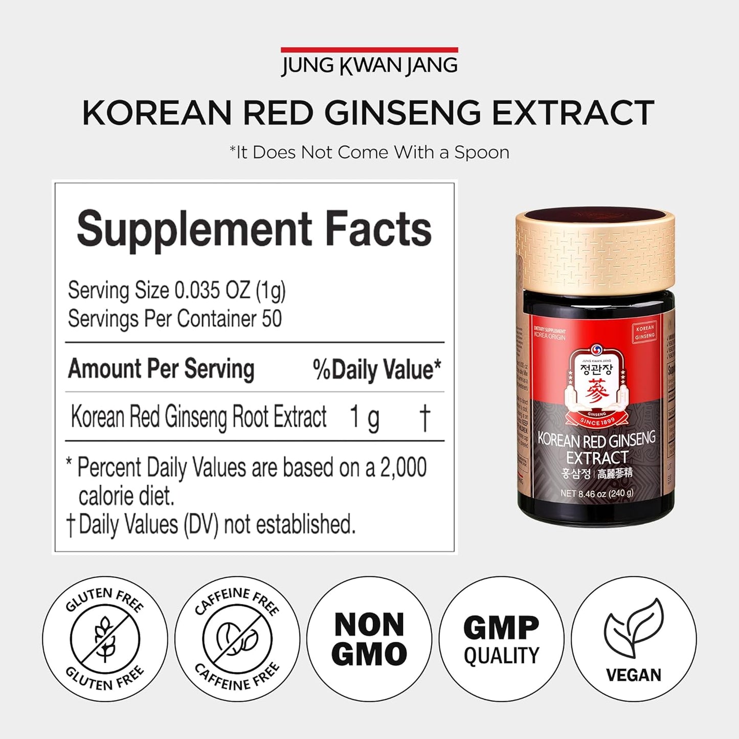 Cheong Kwan Jang HongSamWon Korean Red Ginseng Supplement – شراب الجينسنغ الأحمر الكوري المركز لدعم الطاقة اليومية والمناعة – تركيبة نباتية طبيعية من 6 مكونات طبيعية – بدون كافيين أو مواد حافظة