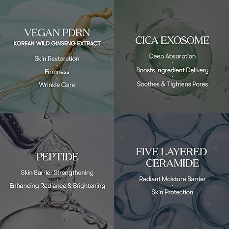 VT COSMETICS PDRN+ CICA Exosome Ampoule Serum 30ml – سيروم شدّ البشرة بمستخلص الجنسنغ الكوري، ببتيد وسيراميد، لمقاومة التجاعيد، ترطيب عميق، إشراقة طبيعية، مناسب لجميع أنواع البشرة - صنع في كوريا