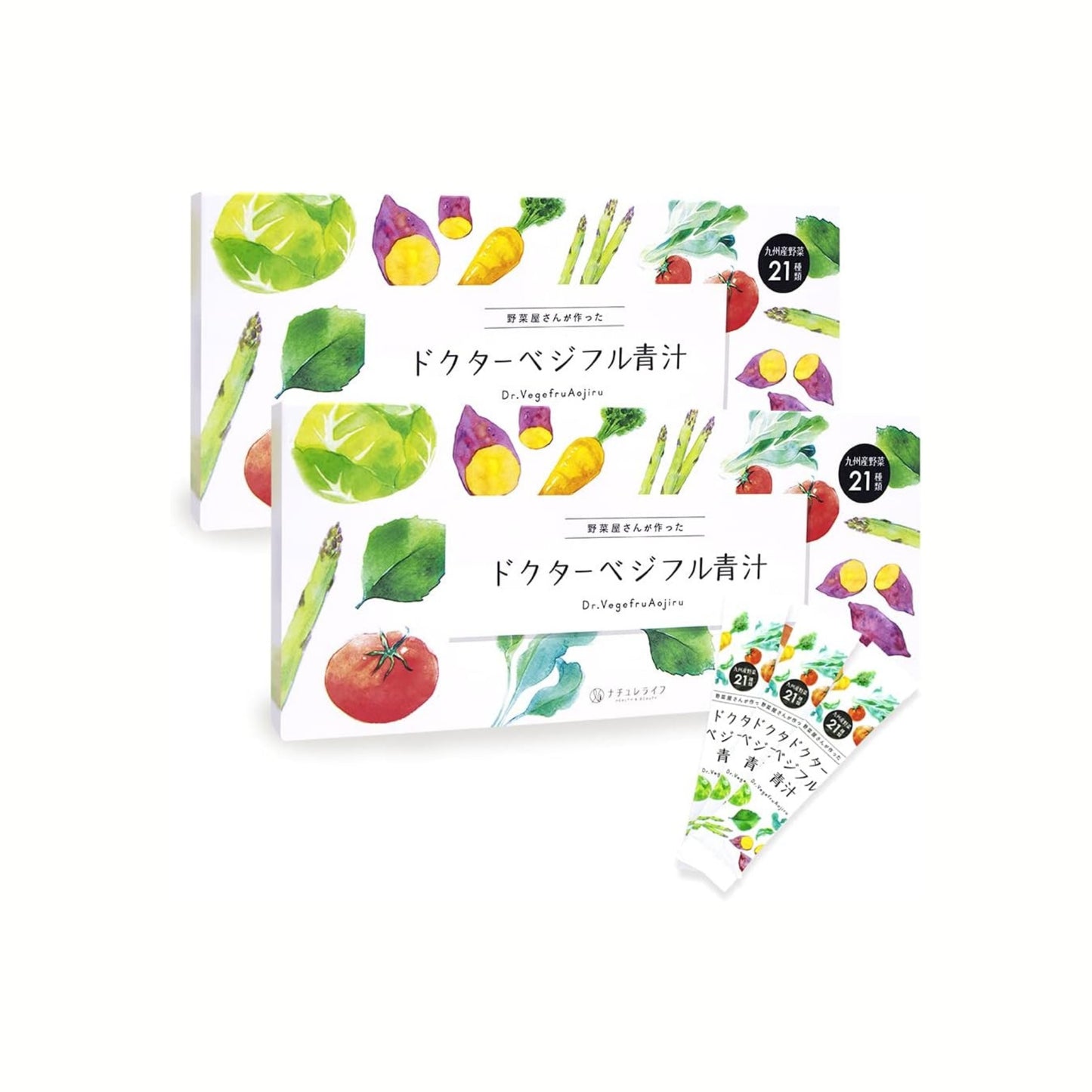 Dr. Vegifull Green Juice – مشروب نباتي طبيعي 100% بخلاصة 21 نوعًا من خضروات كيوشو اليابانية | سهل الشرب بطعم Kinako والسكر الأسود | غني بالألياف والبروتين النباتي | بدون إضافات | مناسب للبالغين والأطفال | عبوات فردية 3g