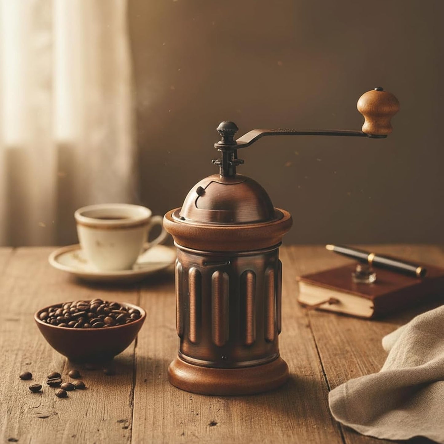 مطحنة القهوة اليدوية من Kalita سعة 70غم | بدن معدني نحاسي ومسننات طحن من حديد الزهر | صنع في اليابان