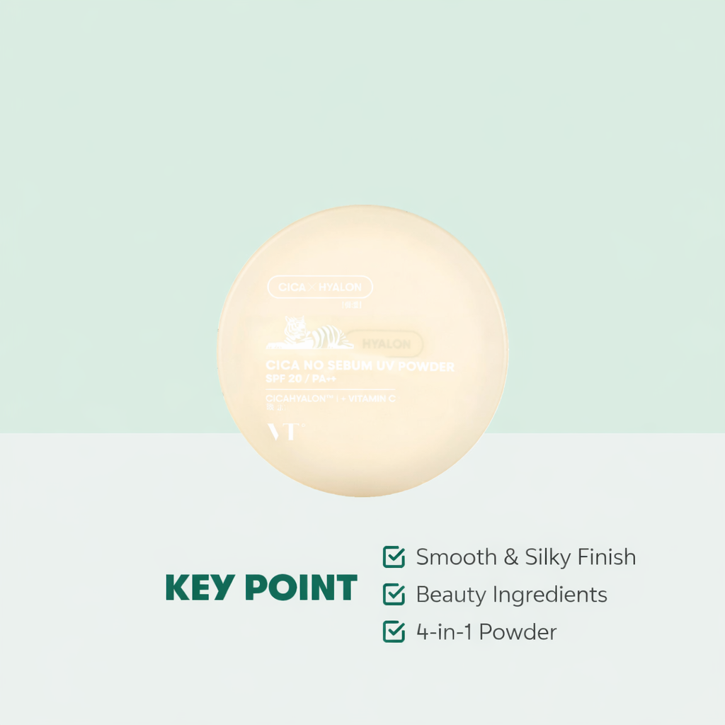 [بكج من عبوتين] بودرة CICA No Sebum Powder من VT Cosmetics - لتوازن الدهون ومظهر ناعم للبشرة - تركيبة تحتوي على العديد من المكونات الطبيعية والفيتامينات - صنع في كوريا وارد اليابان