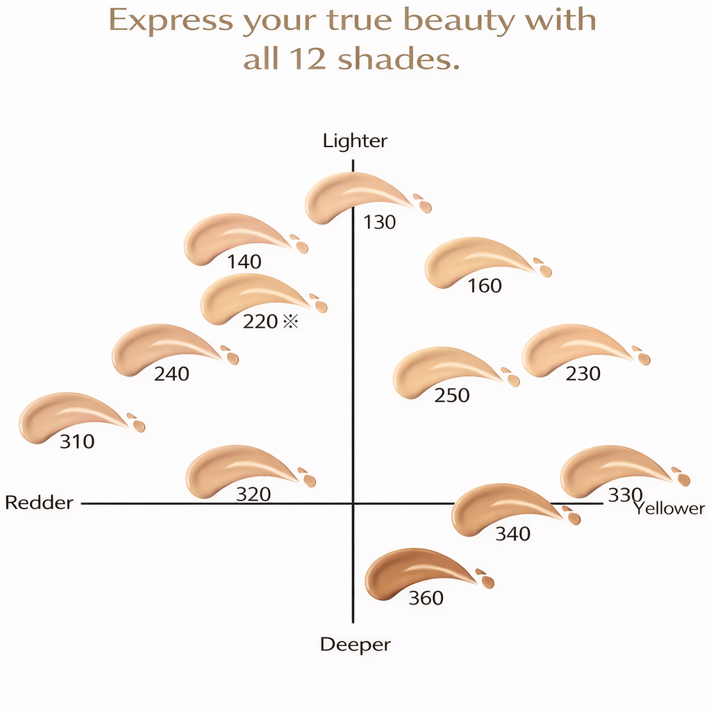 فاونديشن Essence Skin Glow من SHISEIDO - تركيبة مبتكرة تجمع بين أداء المكياج والعناية بالبشرو والحماية من الشمس - تركيبة من مكونات طبيعية و12 درجة لون - صنع في اليابان