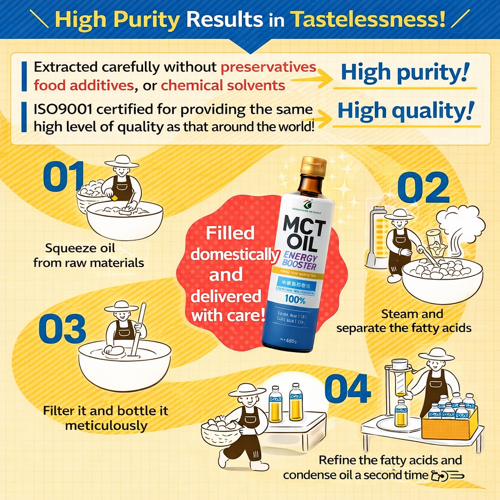 الاختيار رقم 1 لرجيم الكيتو — زيت MCT الياباني 100% من Katsuyama Nextage (450 جم) — صنع في اليابان