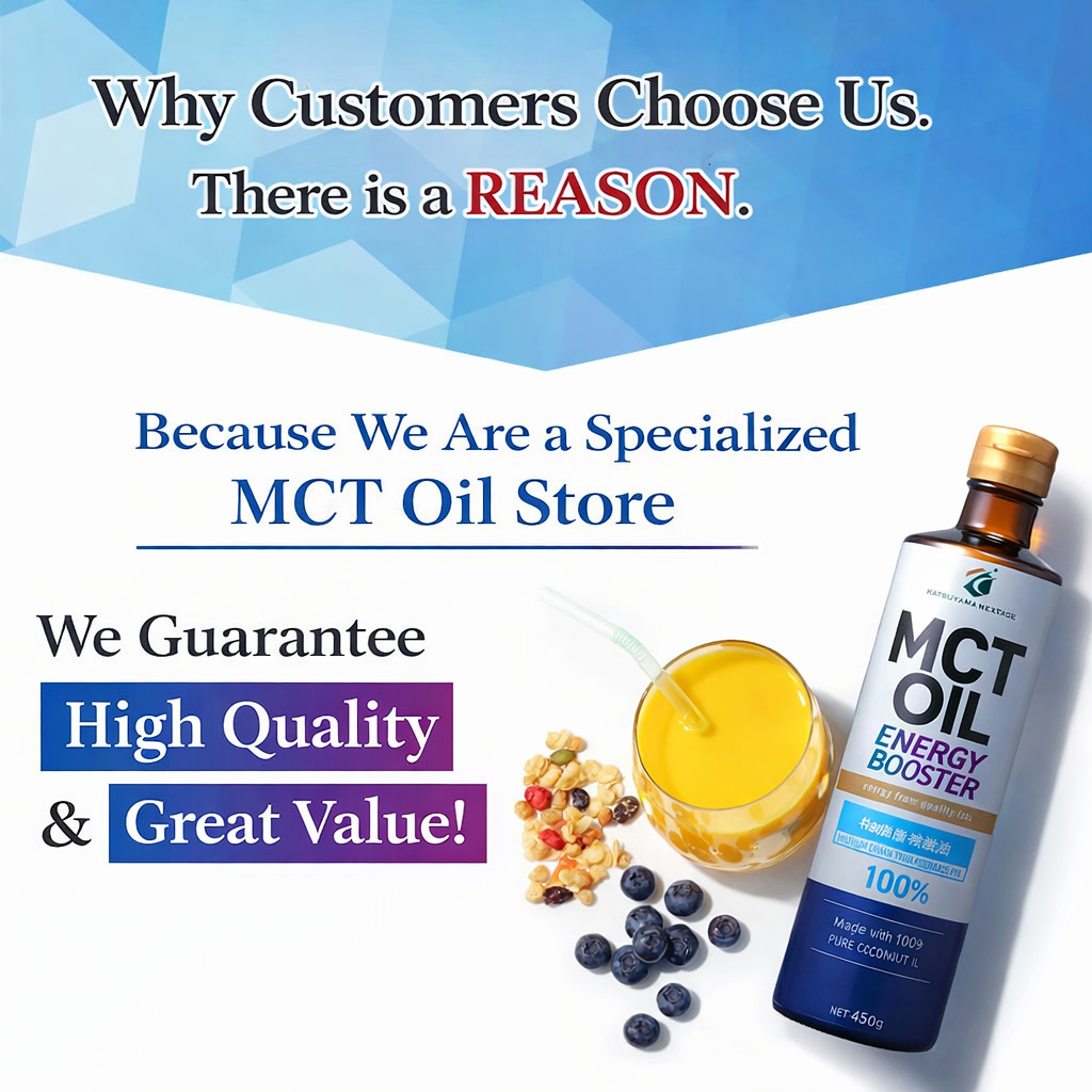 الاختيار رقم 1 لرجيم الكيتو — زيت MCT الياباني 100% من Katsuyama Nextage (450 جم) — صنع في اليابان