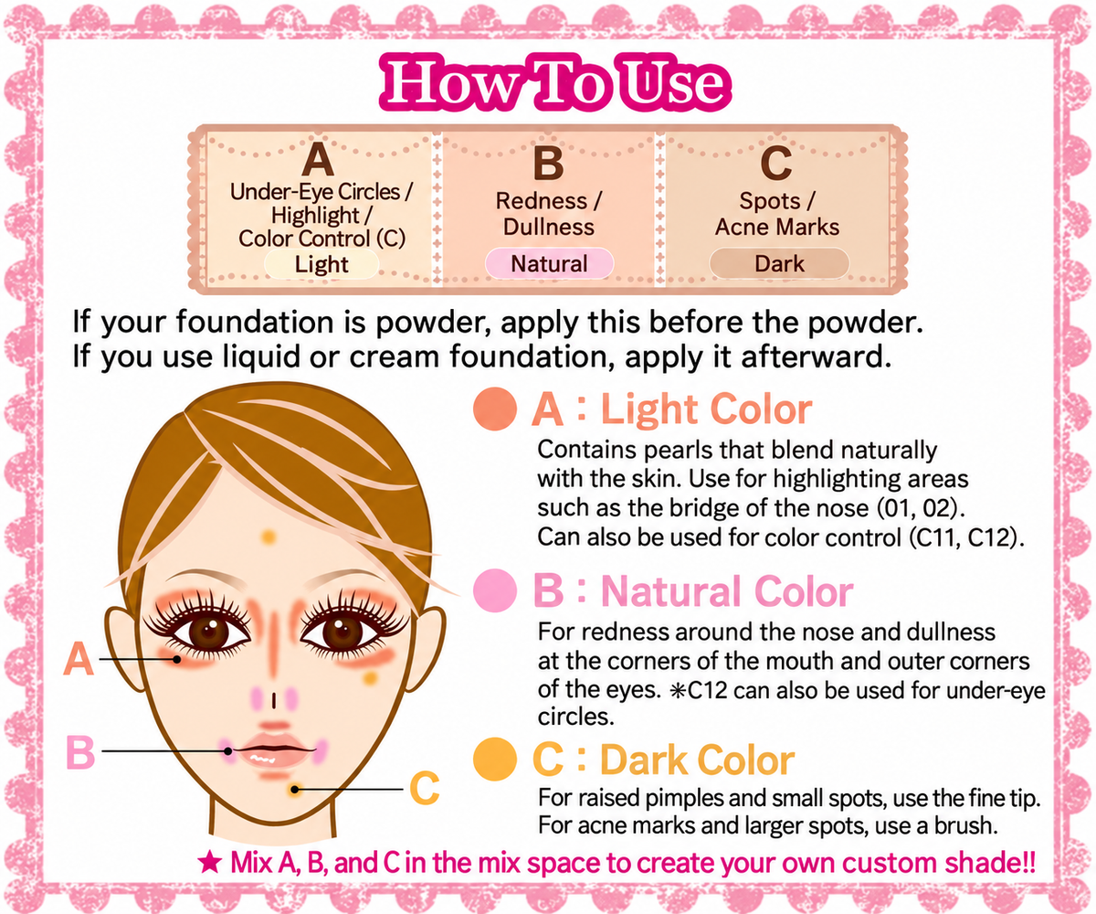CANMAKE Color Mixing Concealer SPF50+ – كونسيلر باليت 3 ألوان لتغطية الهالات وتصحيح اللون والحماية من الشمس