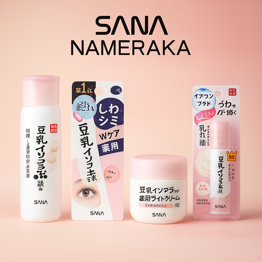 مجموعة منتجات Sana Nameraka الطبية لمقاومة التجاعيد والتصبغات وترطيب البشرة | بمكون حليب الصويا والإيزوفلافين والريتنول ومكونات طبيعية عديدة | صنع في اليابان