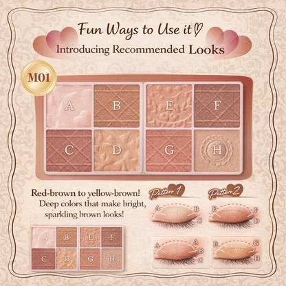 Canmake Petit Palette Eyes (Matte Type) – باليت عيون يابانية 8 ألوان محمولة بحجم مثالي للحقيبة | درجات مات احترافية سهلة الدمج | تشمل فرشاة مزدوجة | ثبات جميل ولمسة مخملية | صنع في اليابان