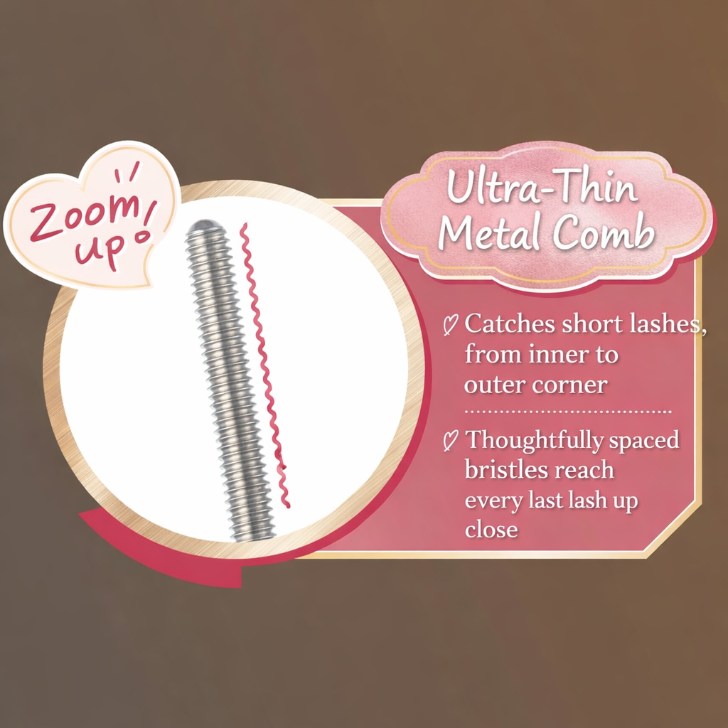 Canmake Tokyo MetalLook Mascara – ماسكارا بمشط معدني فائق الدقة 2.5mm | مقاومة للماء والعرق | تحكم كامل بالكثافة من طبيعي إلى كثيف | 4g | صنع في اليابان