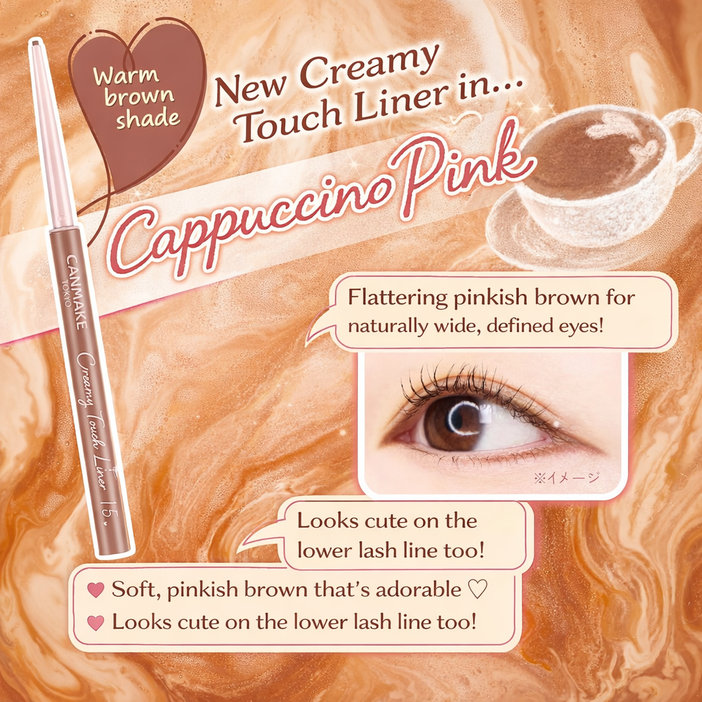 Canmake Creamy Touch Liner 16 – جل آيلاينر 1.5 mm فائق الدقة | مقاوم للماء والعرق | لون غني من أول تمريرة | ثابت طويل بدون تلطخ | قلم قابل للّف | صنع في اليابان