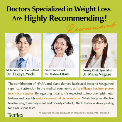 Teaflex Slim Cleanse Green Tea – شاي ماتشا وظيفي لتنظيف الأمعاء وتقليل دهون البطن | أول شاي معتمد كـ Functional Food في اليابان | يدعم الإخراج، يقلل الدهون الحشوية والخصر، غني بالألياف والبروبيوتيك والفيتامينات | قليل الكافيين | صنع في اليابان